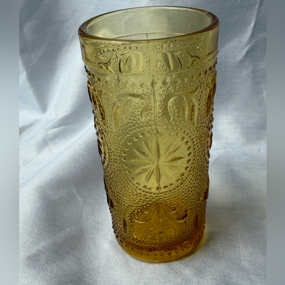 Vintage Amber Tiara Sandwich Glass Juice Tumbler - Indiana Glass 4" - Picture 2 of 7